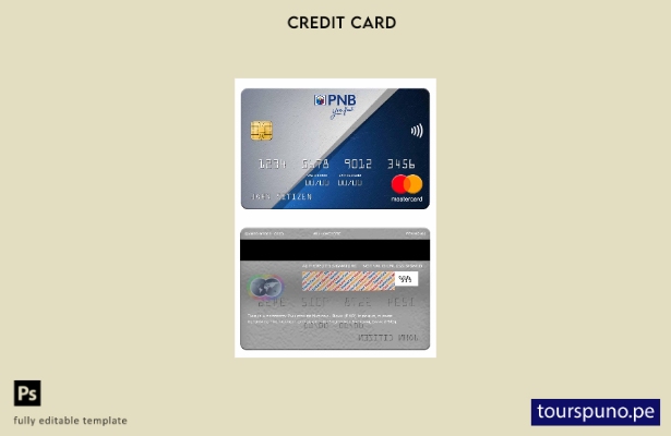 Plantilla Mastercard del Banco Nacional de Filipinas (PNB) lista para imprimir